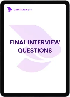 Questions et réponses pour le Final Interview PNC Emirates, Qatar Airways, Etihad — tirées de recrutements réels, service à bord, embauche Dubaï, Doha, Abu Dhabi.